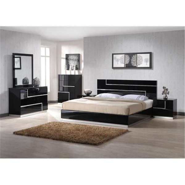 J&M Furniture J & M Furniture 17685-DM Lucca Dresser & Mirror - Black Lacquer 17685-DM - main